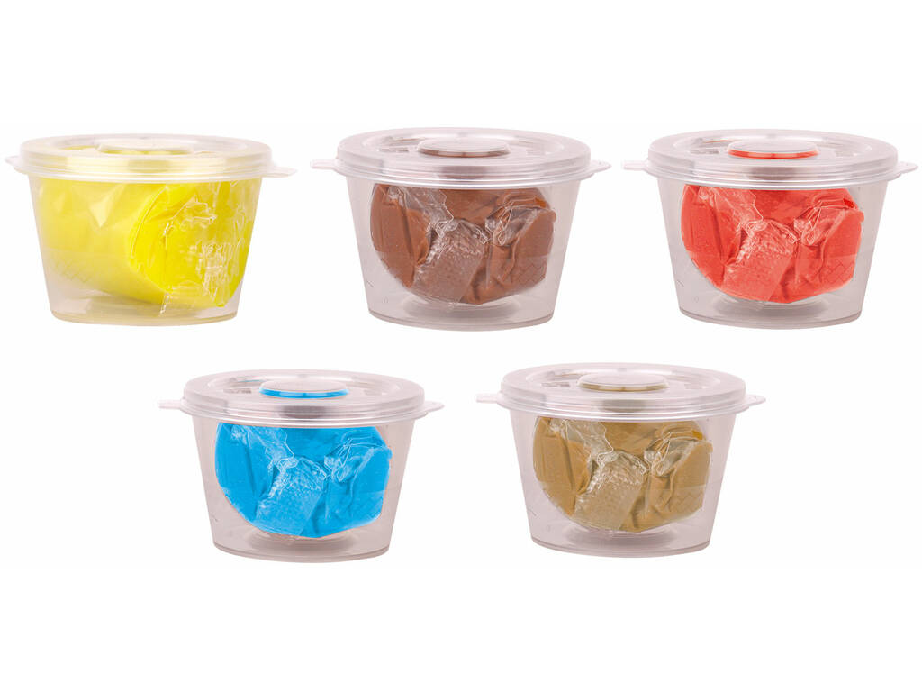 Set Herramientas Moldeo Peces 10 piezas con 5 Botes Plastilina 20 g.