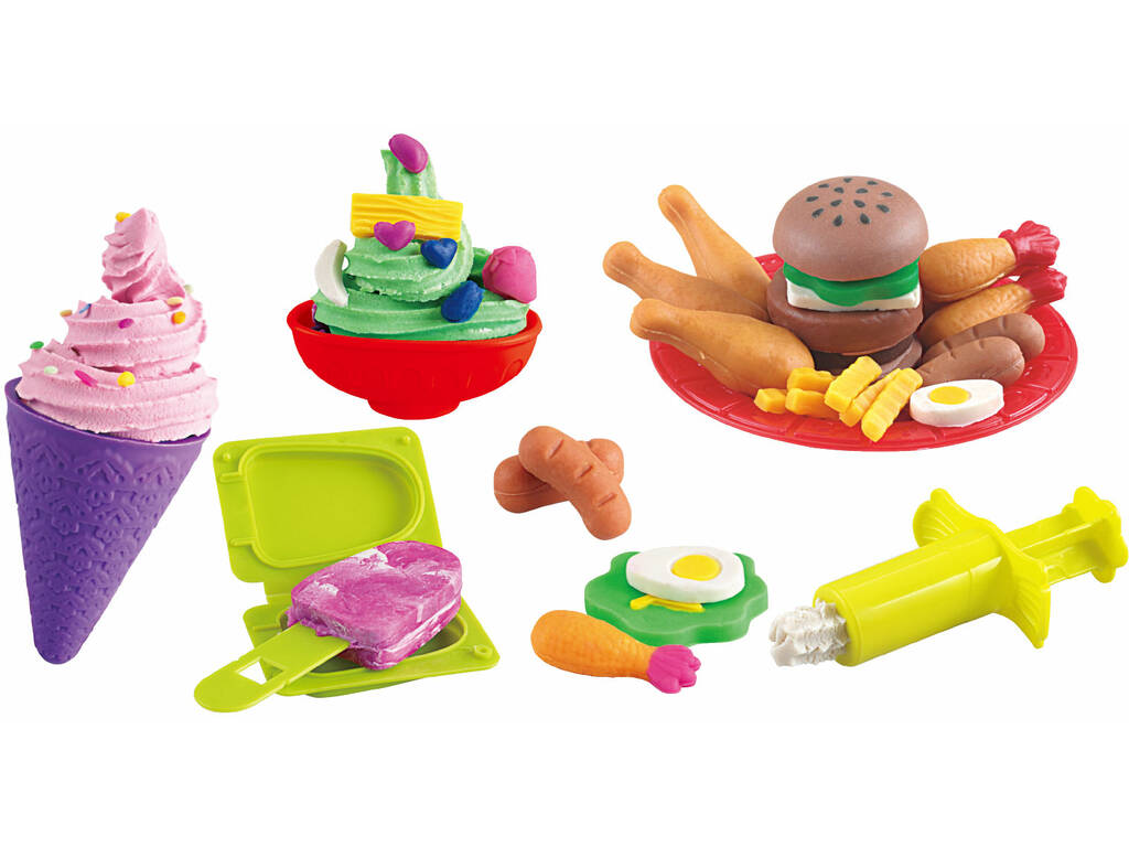 Mallette de pâte à mouler pour crèmes glacées et hamburgers avec accessoires