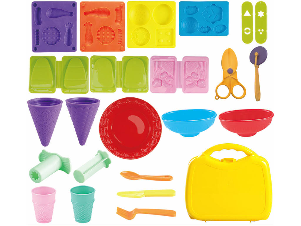Mallette de pâte à mouler pour crèmes glacées et hamburgers avec accessoires