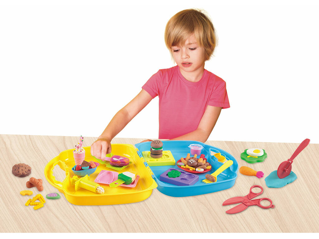 Mallette de pâte à mouler pour crèmes glacées et hamburgers avec accessoires
