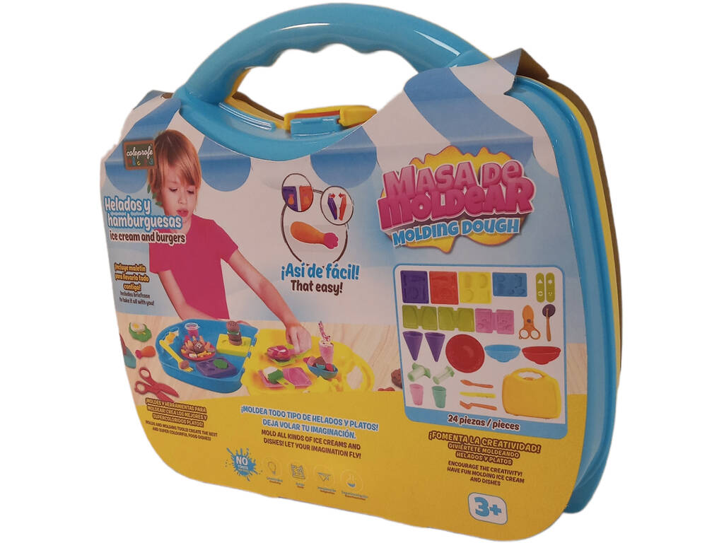 Mallette de pâte à mouler pour crèmes glacées et hamburgers avec accessoires