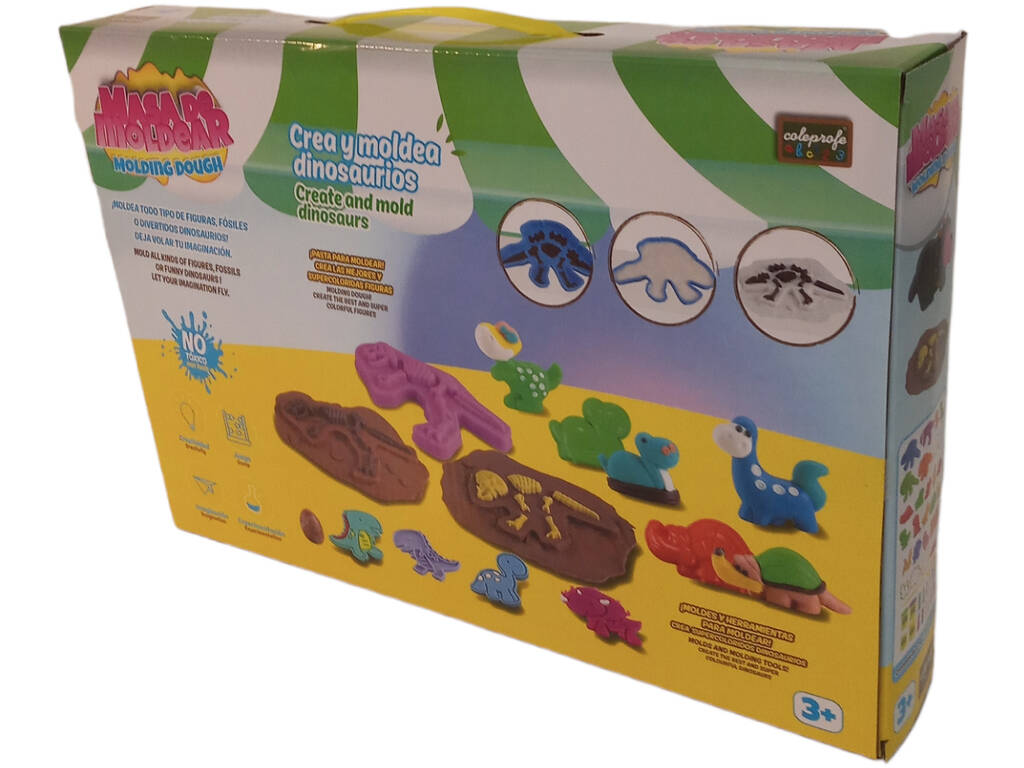 Set de pâte à modeler 29 pièces avec 4 pots de 50 g et 12 sachets de 20 g Dinosaures