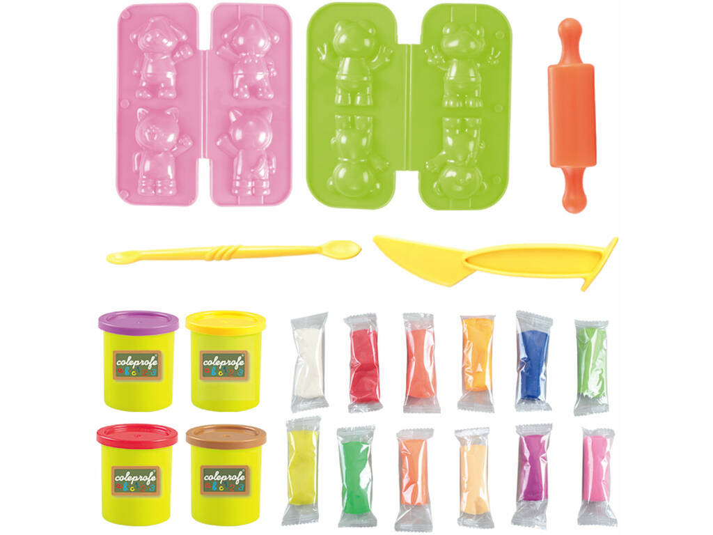 Set di attrezzi per modellare 27 pezzi con 4 barattoli da 50 g e 12 bustine da 20 g Animali