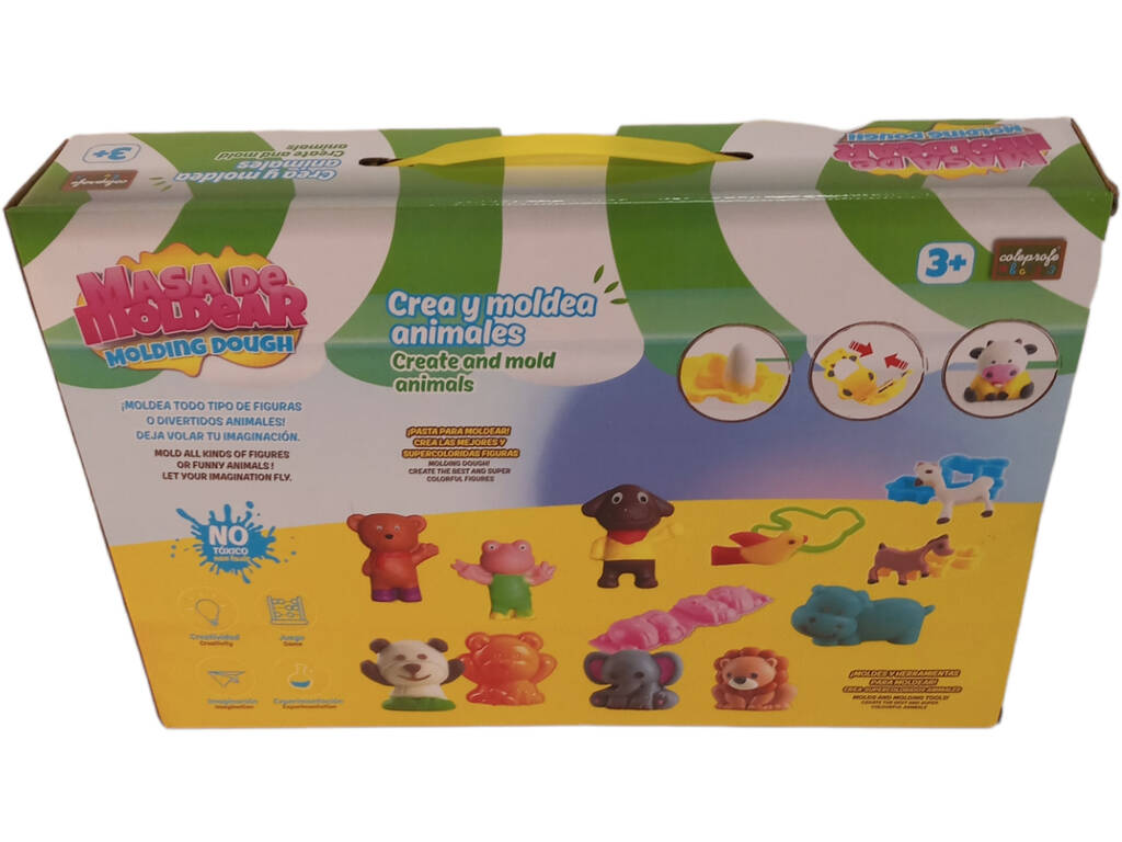 Set di attrezzi per modellare 27 pezzi con 4 barattoli da 50 g e 12 bustine da 20 g Animali