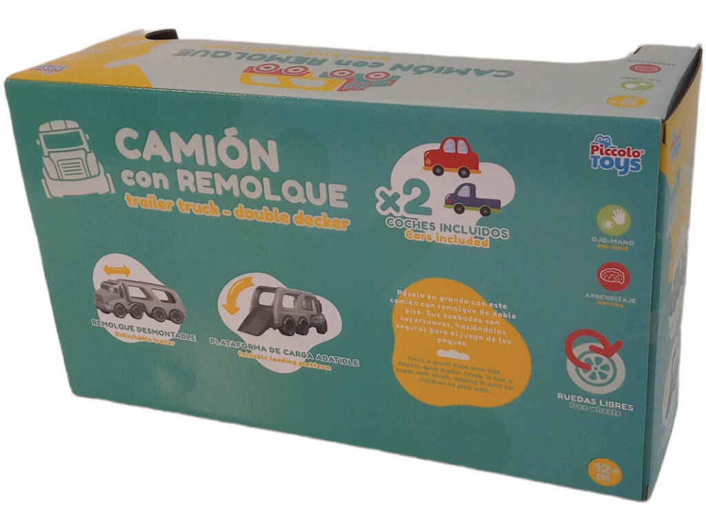Camion pour enfants 32 cm bleu avec remorque avec voiture 14,5 cm et camion 10,5 cm