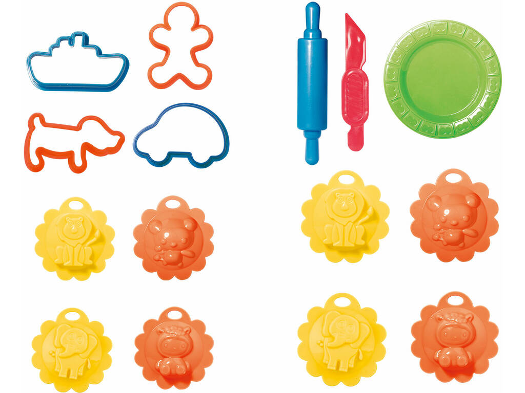Set di attrezzi per modellare 11 pezzi con 5 vasetti di plastilina 20 g