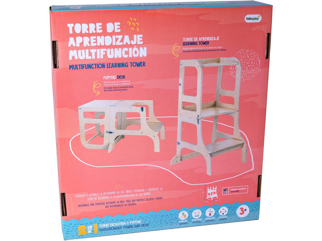Torre d'apprendimento multifunzionale in legno