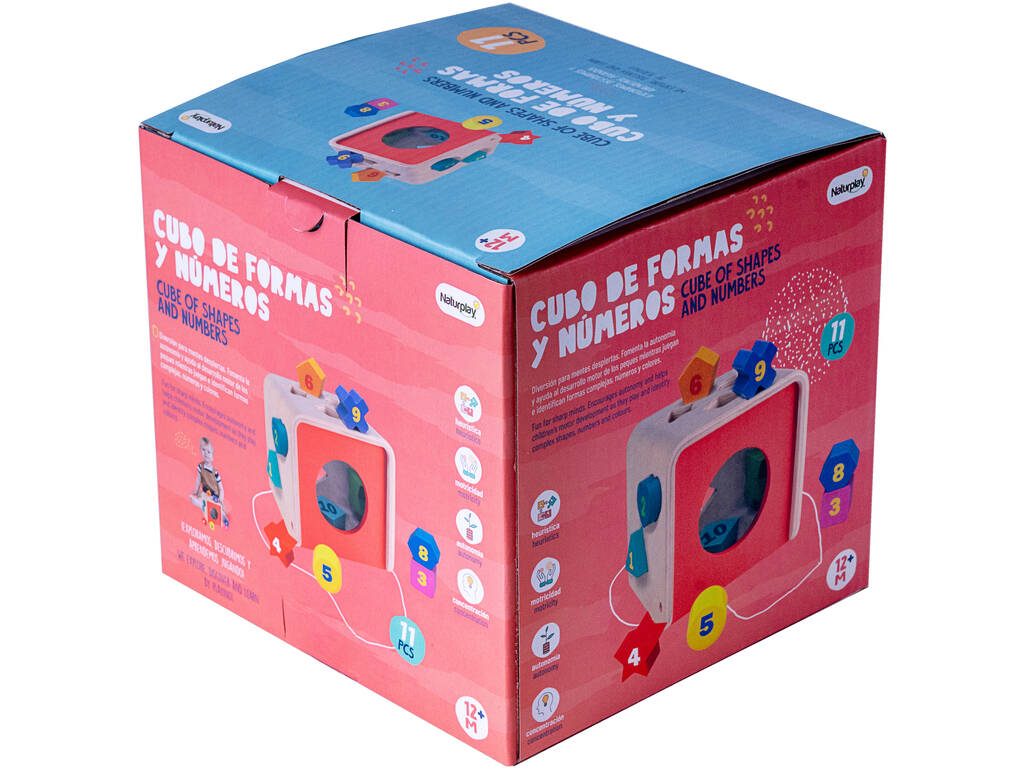 Cube de formes et de chiffres en bois