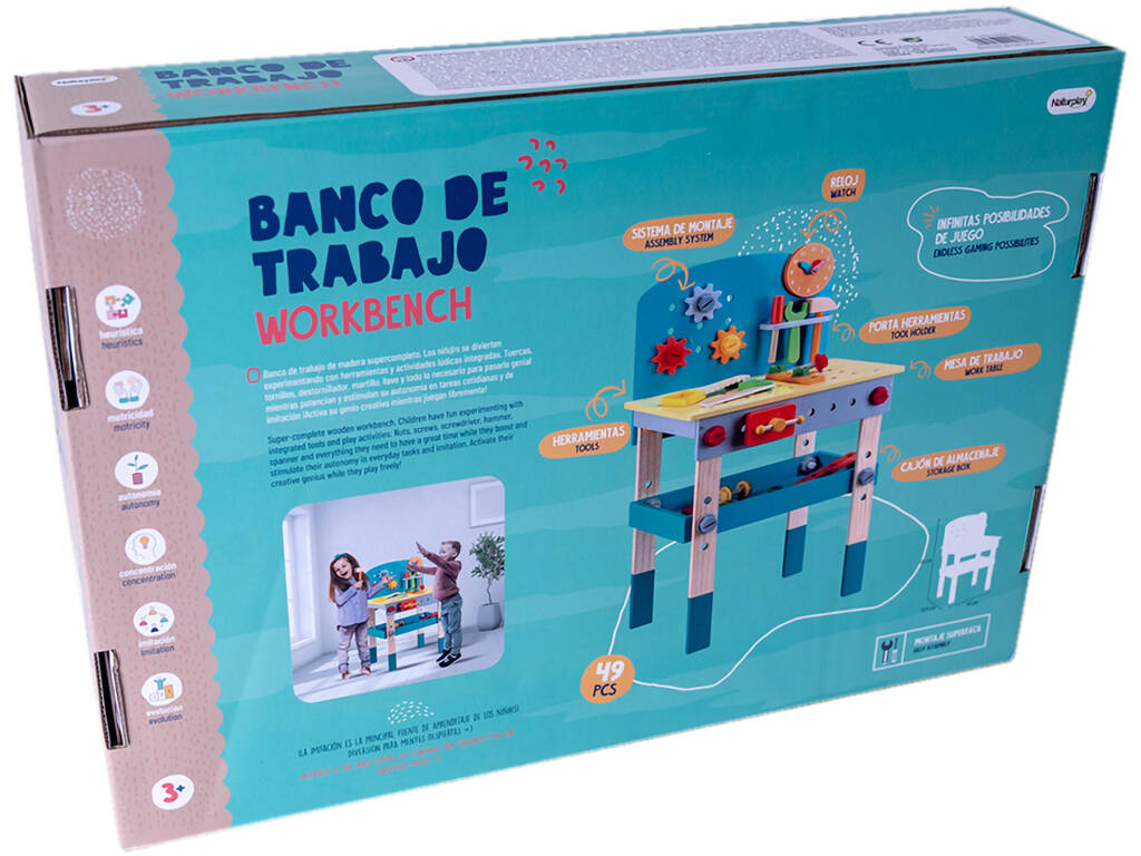 Banco da lavoro in legno con accessori