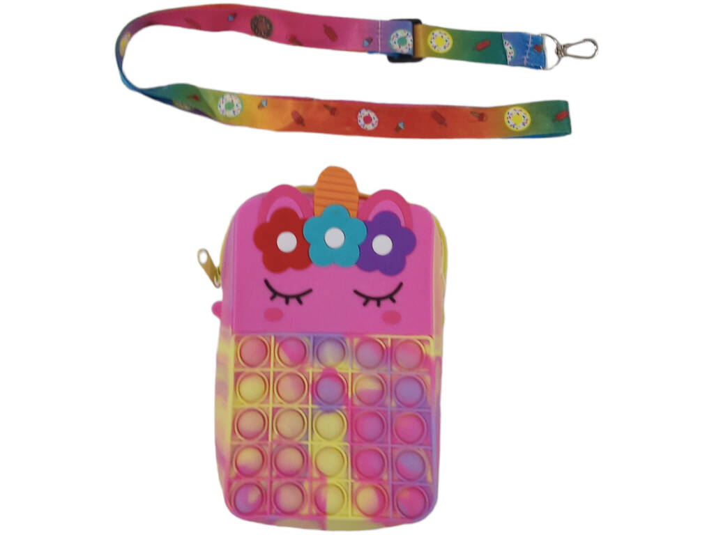 Mehrfarbige Einhorn-Pop-It-Tasche aus Silikon