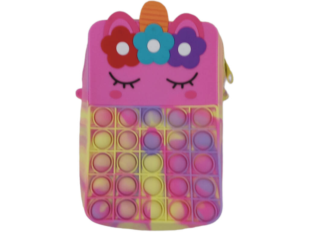 Mehrfarbige Einhorn-Pop-It-Tasche aus Silikon