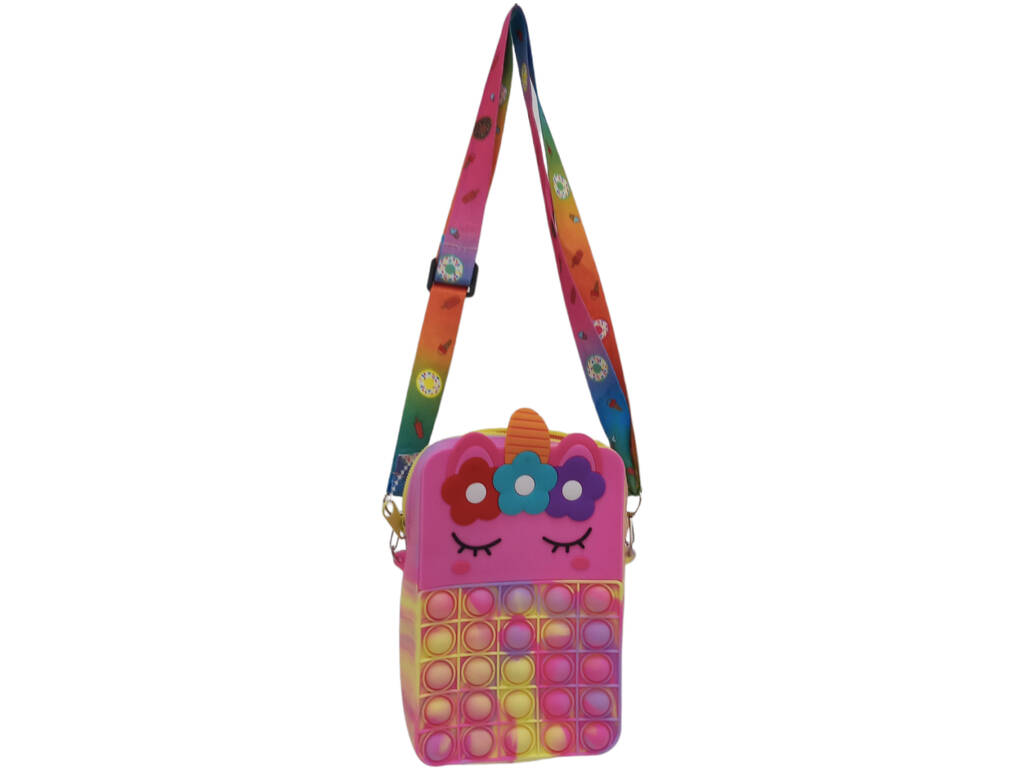 Mehrfarbige Einhorn-Pop-It-Tasche aus Silikon