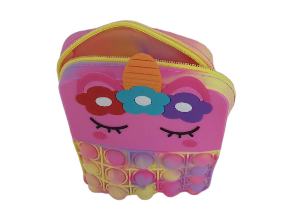 Mehrfarbige Einhorn-Pop-It-Tasche aus Silikon