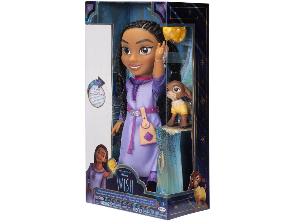 Wish Bambola Asha Cantante 35 cm. e i suoi amici Valentino e Star Jakks 229984