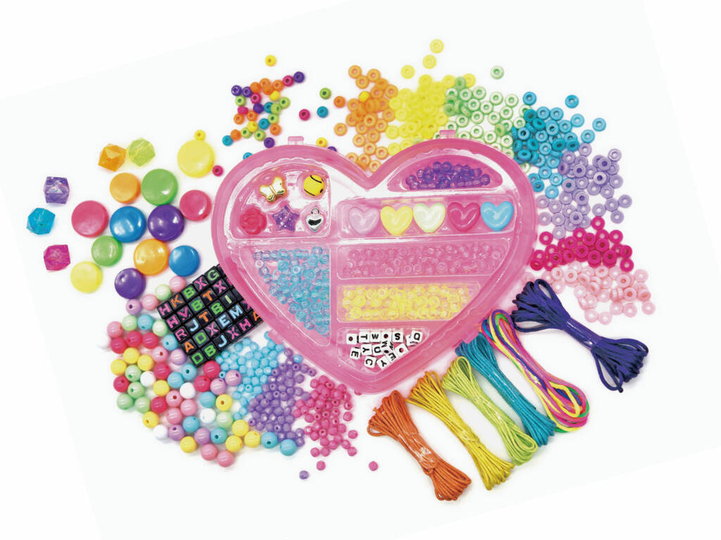 Kit collana e bracciale con cuore di perline con custodia a cuore
