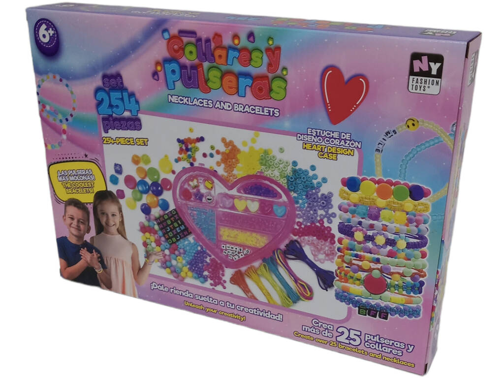 Kit collana e bracciale con cuore di perline con custodia a cuore