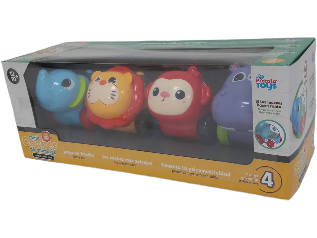 Set 4 voitures d'animaux pour enfants