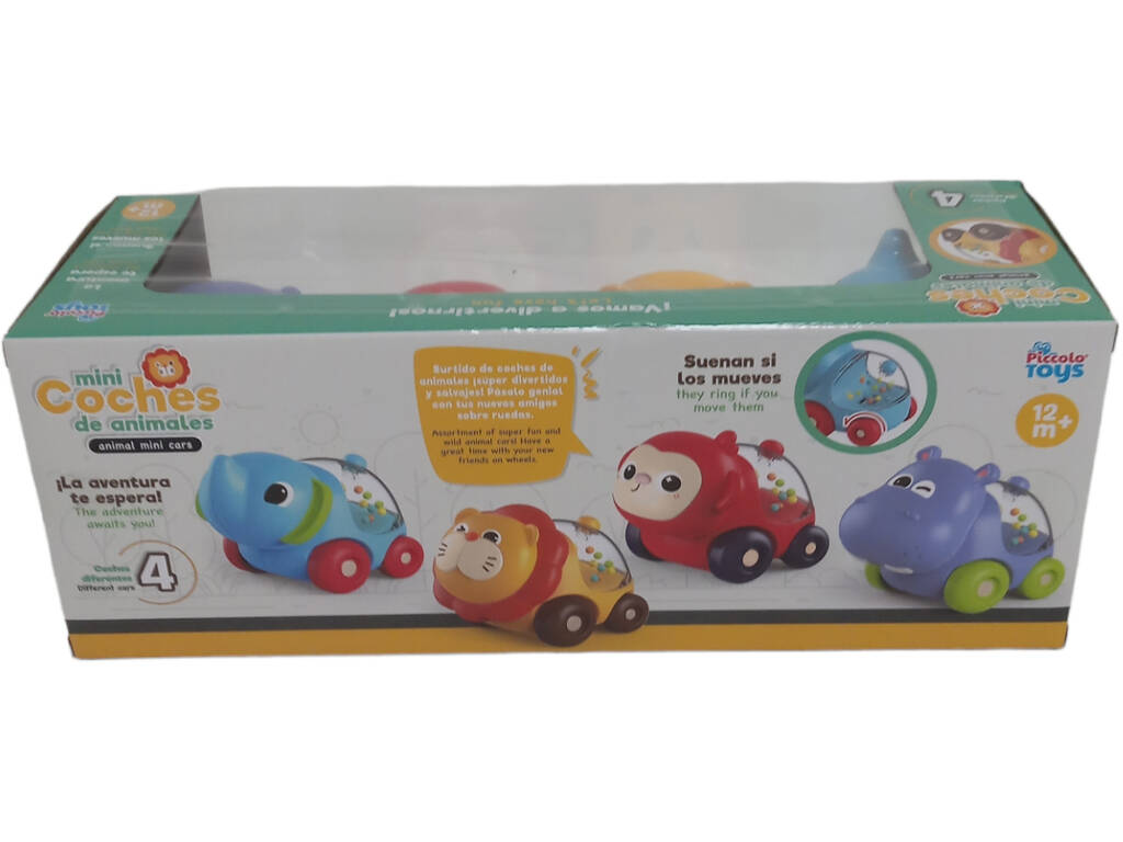 Set 4 voitures d'animaux pour enfants