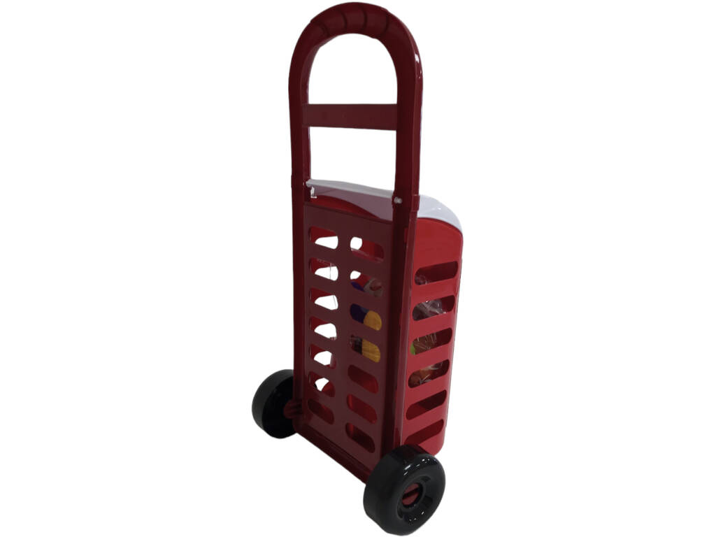 Chariot de supermarché avec accessoires alimentaires et set de cuisine 13 pièces