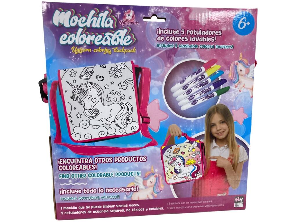 Sac à dos de coloriage Licorne avec 5 marqueurs lavables