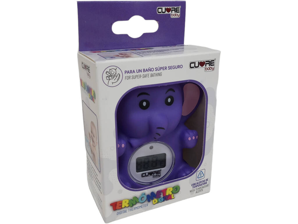 Termometro digitale da bagno Elefante Viola con allarme e spegnimento automatico