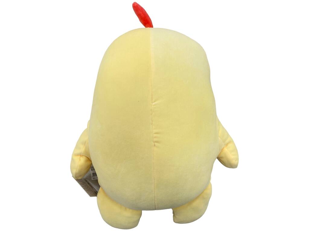 Oreiller jaune coq en peluche phosphorescent 44x35x15 cm