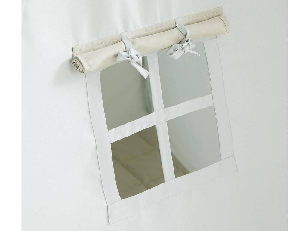 Maison Tipi bleu et gris avec tapis et coussins