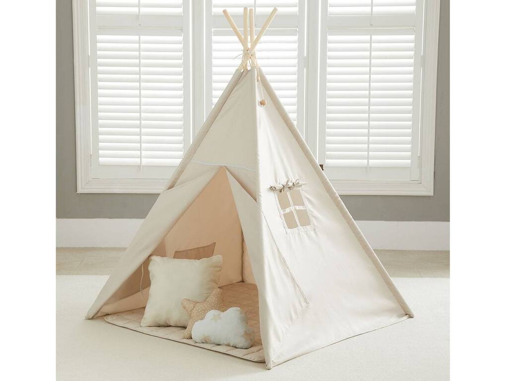 Casa Tipi beige con tappetino e cuscini