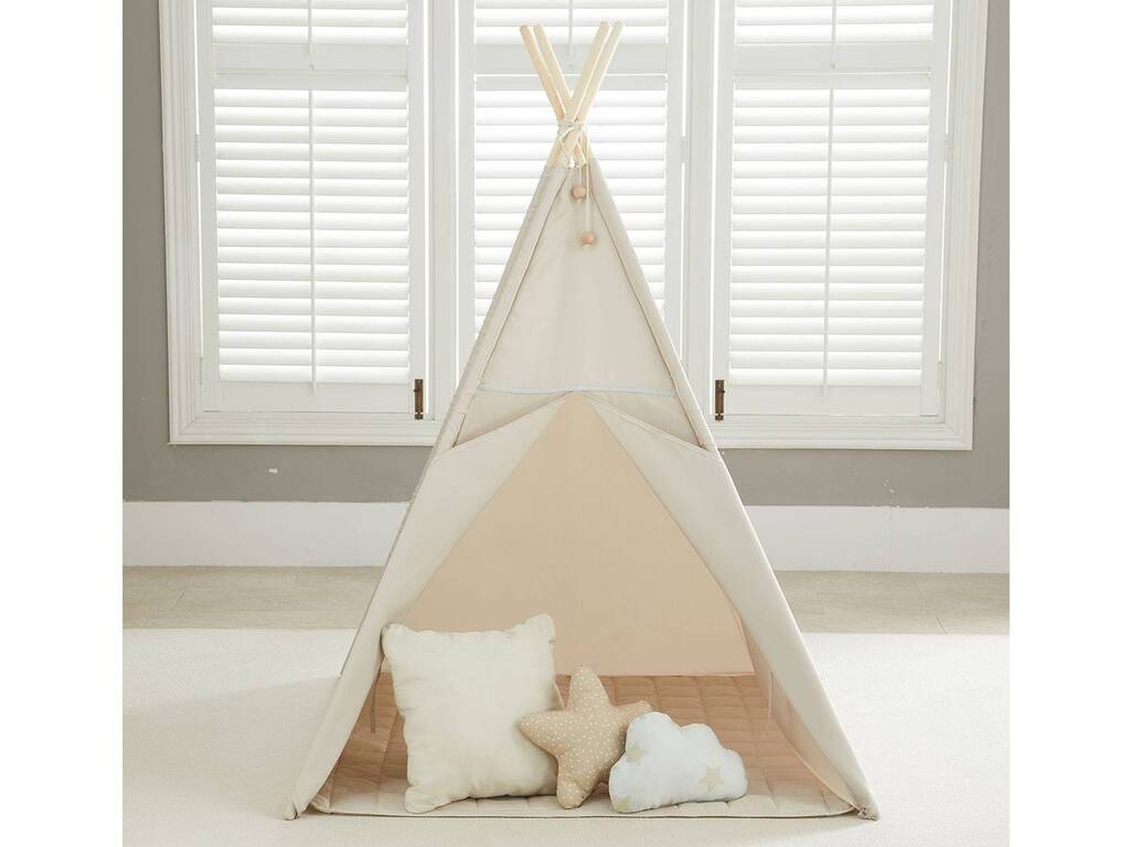 Casa Tipi beige con tappetino e cuscini