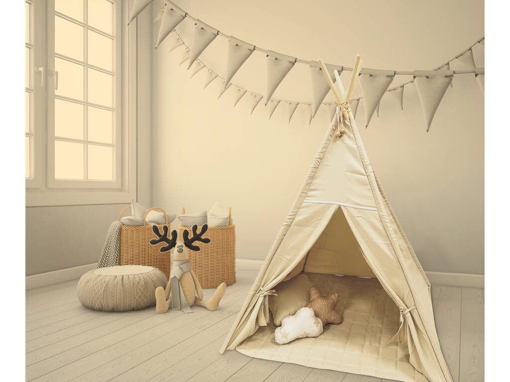 Casa Tipi beige con tappetino e cuscini