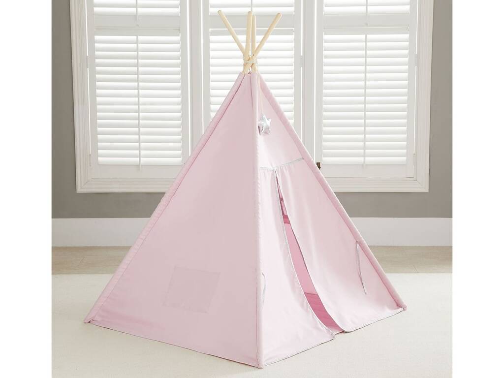 Casa Tipi rosa e argento con tappetino e cuscini