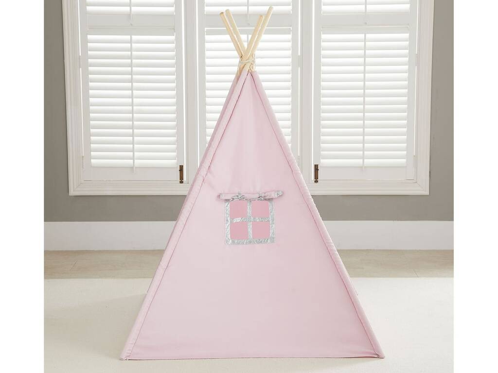 Casa Tipi rosa e argento con tappetino e cuscini