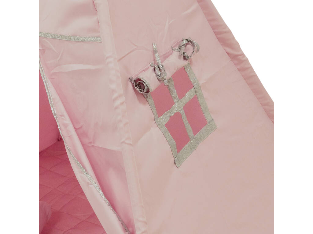 Casa Tipi rosa e argento con tappetino e cuscini