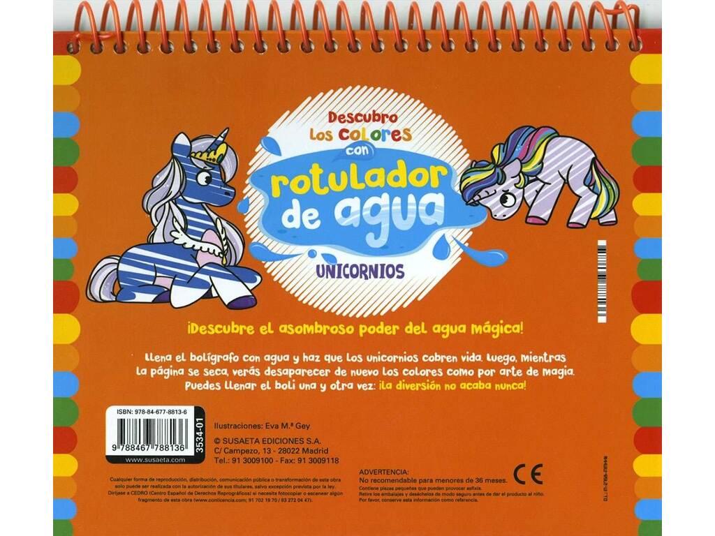Libro Scopro i colori Unicorni con pennarello ad acqua