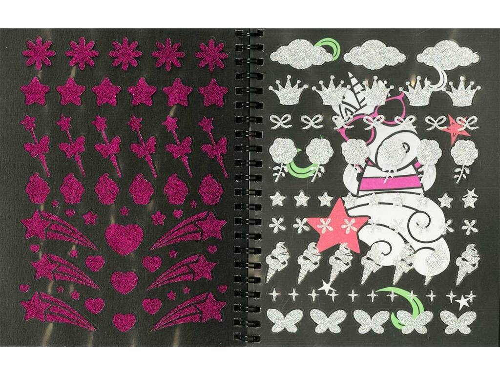 Libro Neon Color Unicorni 1 con pennarelli e adesivi