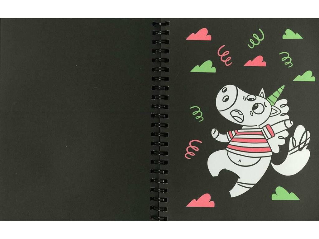 Libro Neon Color Unicorni 1 con pennarelli e adesivi