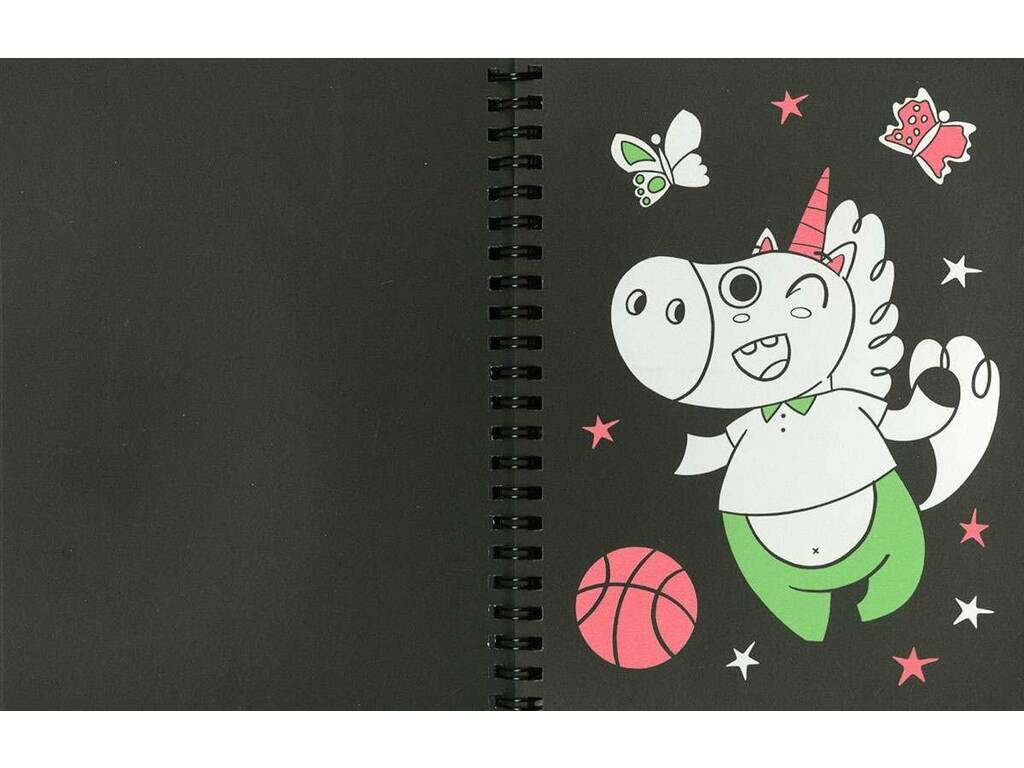 Libro Neon Color Unicorni 2 con pennarelli e adesivi