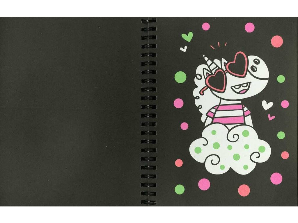 Libro Neon Color Unicorni 2 con pennarelli e adesivi