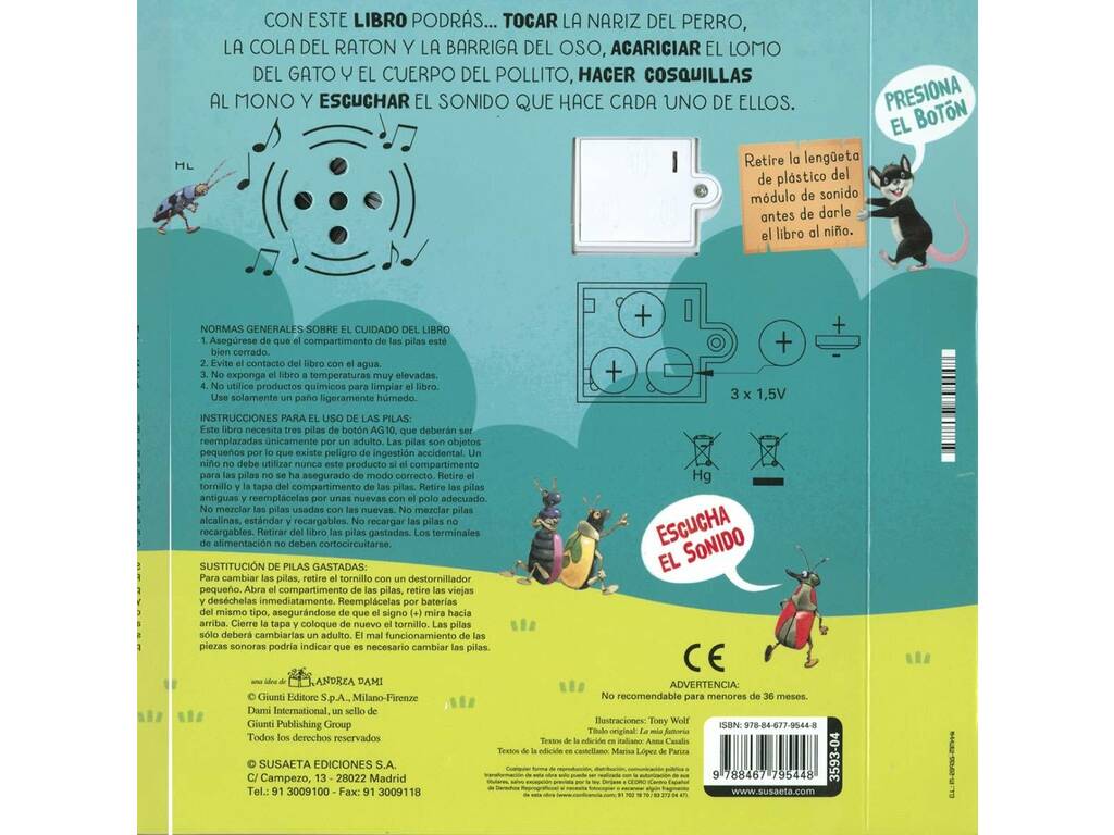 Tocca, senti e ascolta Libro Animali Susaeta S3593004