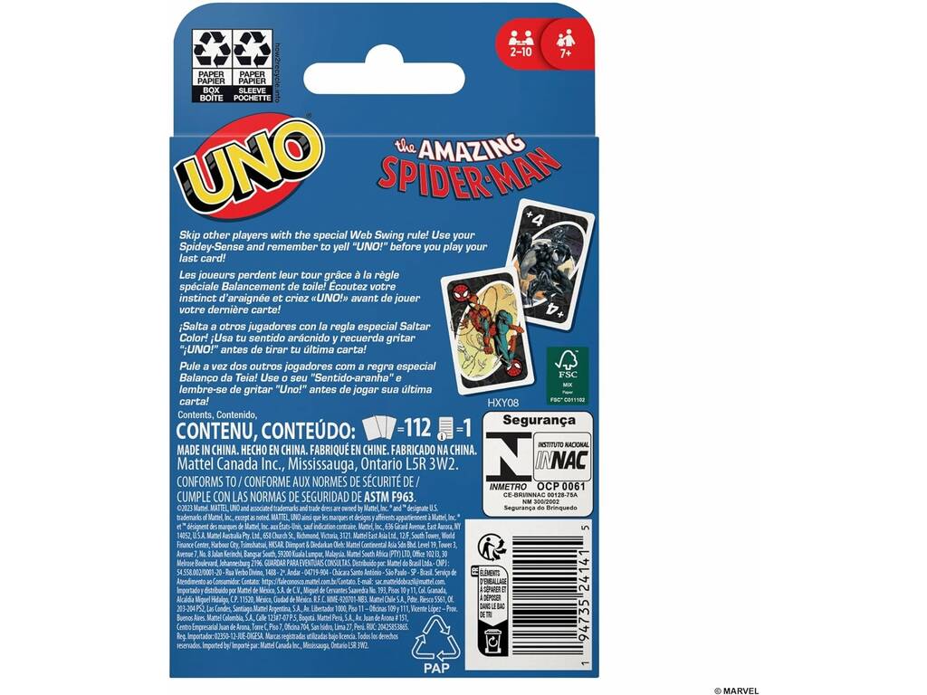 Uno Spiderman Mattel HXY08