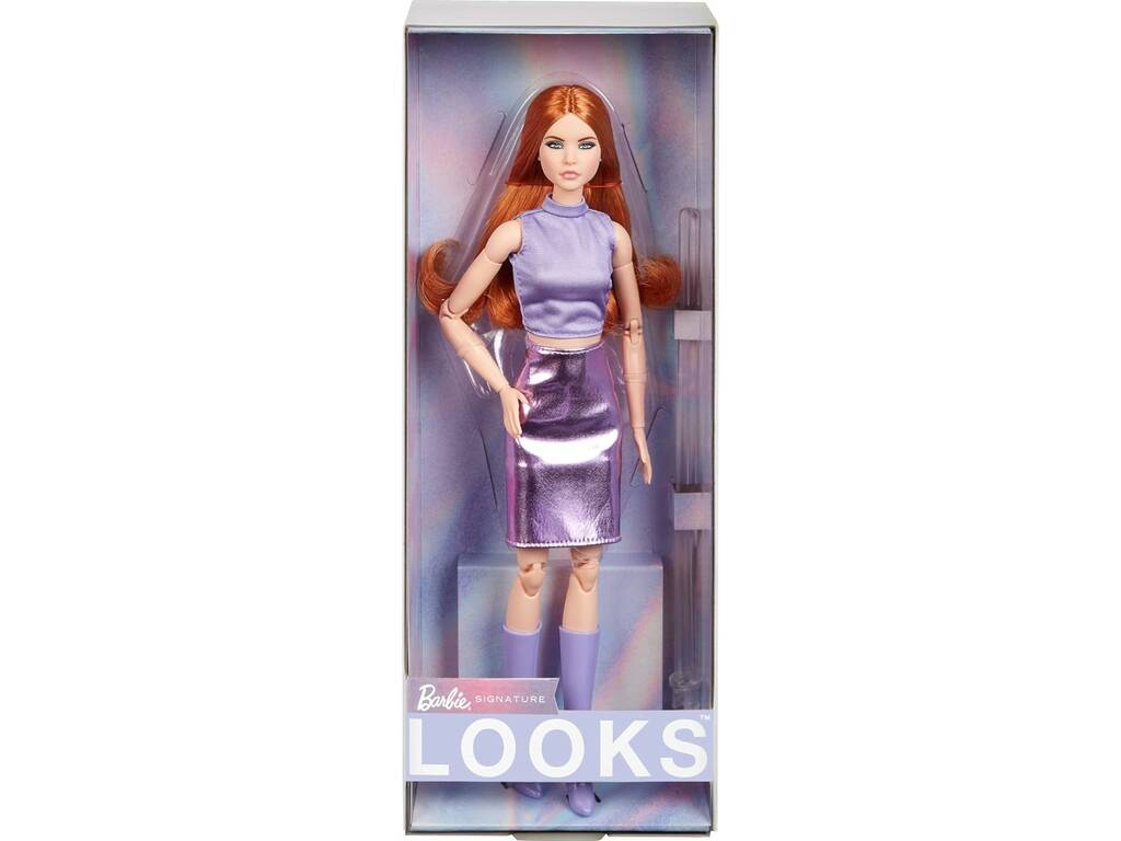 Barbie Signature Looks Ruiva com Saia cor Roxo Mattel HRM12