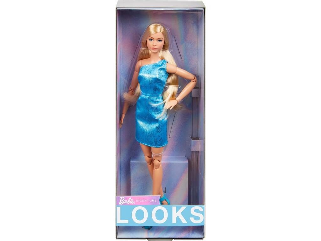 Barbie Signature Looks Capelli biondi con abito blu Mattel HRM15