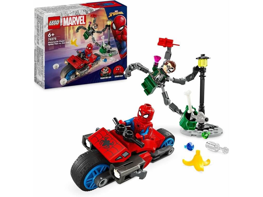 Lego Marvel Spiderman Inseguimento in moto Spiderman VS Doc Ock 76275