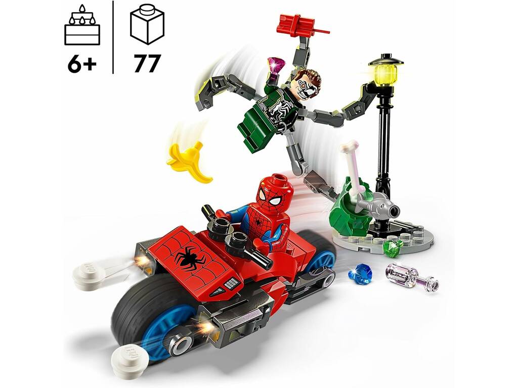 Lego Marvel Spiderman Inseguimento in moto Spiderman VS Doc Ock 76275