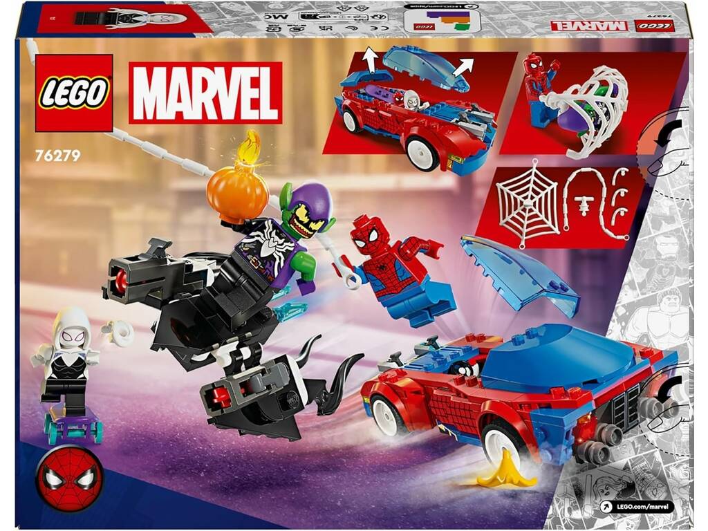 Lego Marvel Spider-Man Auto da corsa di Spider-Man e Goblin Venomizzato 76279