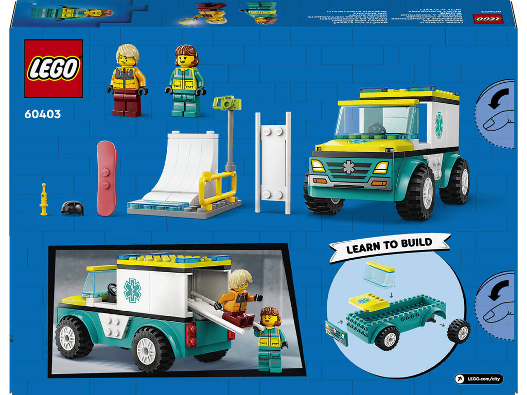 Lego City Ambulance d'urgence et garçon avec snowboard 60403