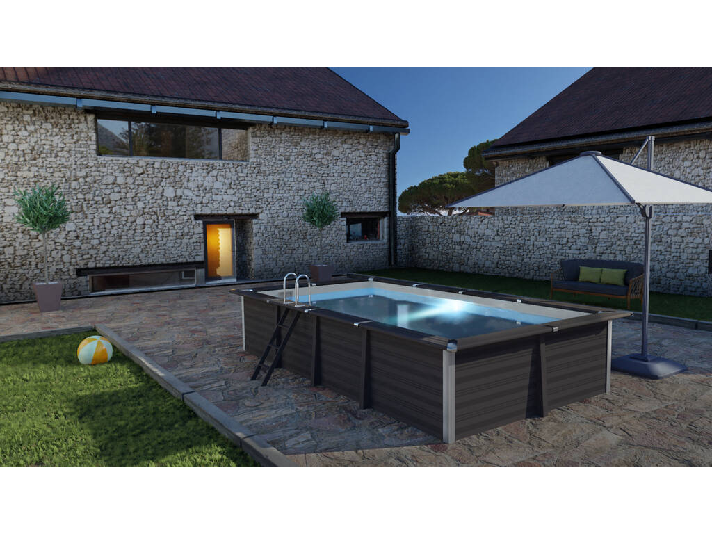Piscina rettangolare in legno composito 606X326X124 cm. Gre KPCOR60LN