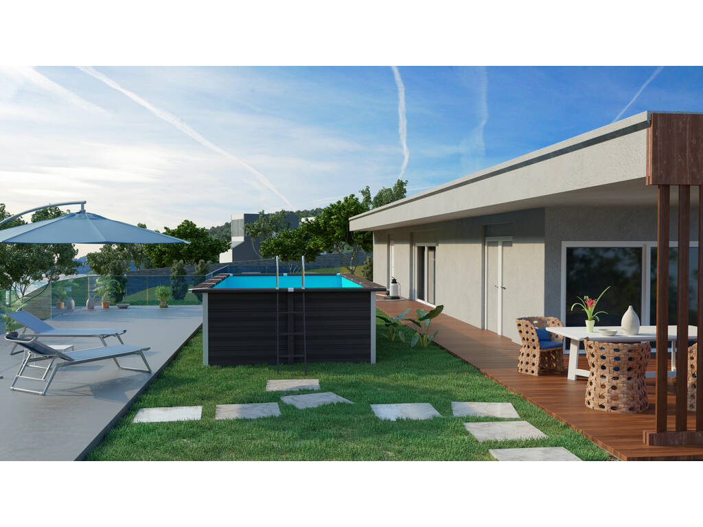 Piscina rettangolare in legno composito 606X326X124 cm. Gre KPCOR60LN
