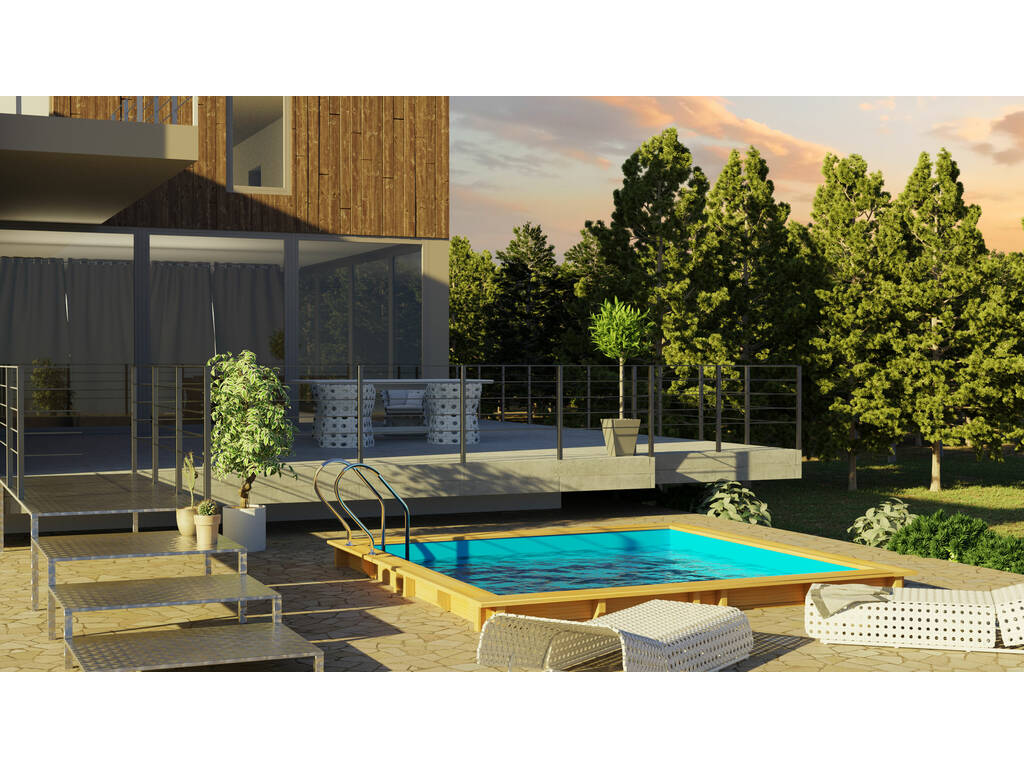 Piscine carrée en bois Carra 3 305 x 305 x 119 cm Gre WPCARR3