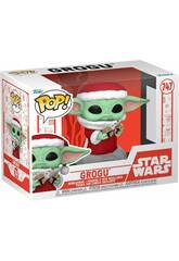 Funko Pop Star Wars Figur Grogu Weihnachtsedition mit Schwenkbarem Kopf und Keksen 80009